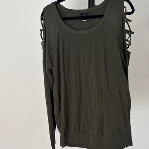 Torrid Olive Cold Shoulder Sweatshirt
